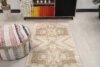 Vintage 3x11 Oushak Beige Rug, Bohemian Turkish Wool Rug, Distressed Beige Brown Kitchen Runner Muted Earth Tone Hallway Carpet,Entryway Rug - Görsel 7