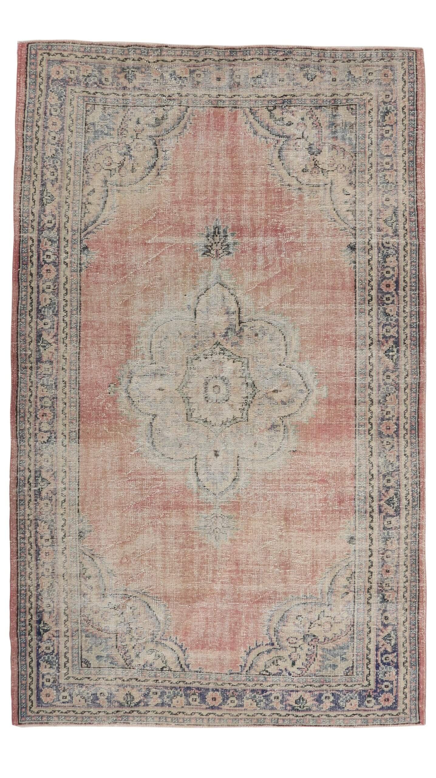 7x10 Red Green Turkish Area Rug