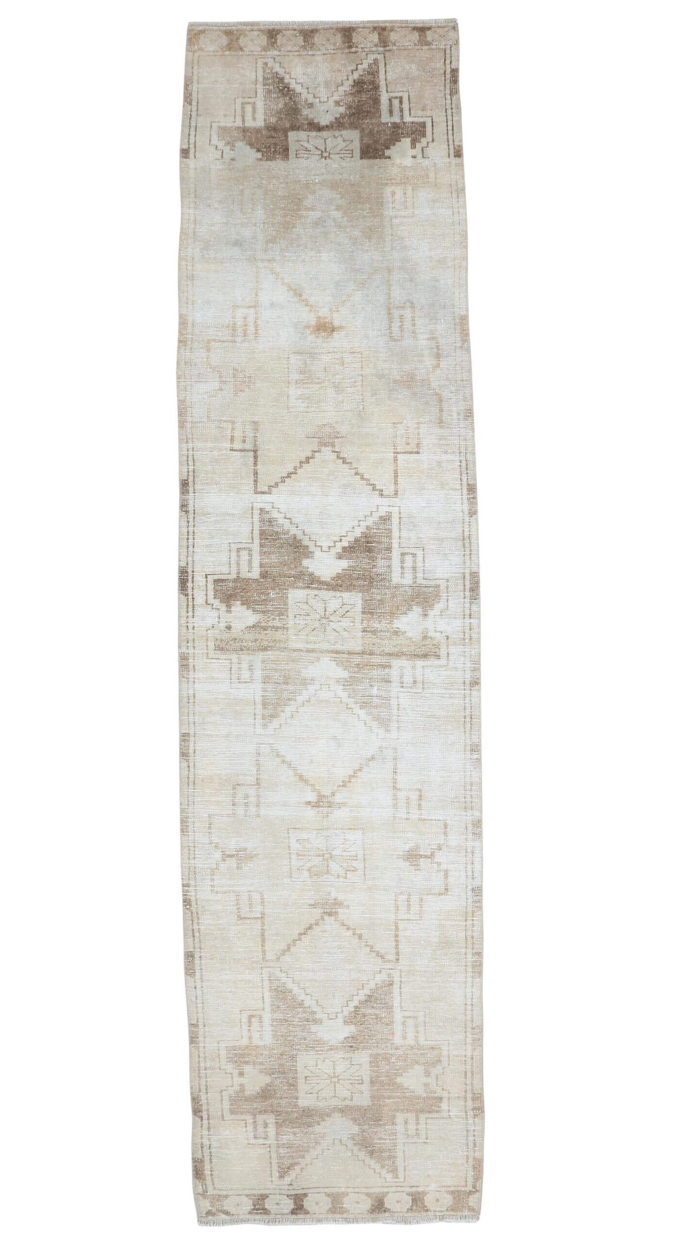3x13 Beige Brown Oushak Runner