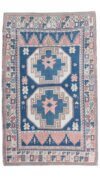 5x7 Pink Blue Handmade Rug